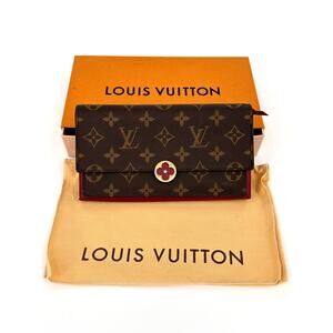 Louis Vuitton Portefeuille Flore Long Wallet Monogram Fuchsia Box Dust Bag